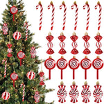 6pcs/box Christmas Tree Pendant Red Star Candy Snowflake Xmas Ball Ornament New Year 2025 Home Decoration Noel Gift Navidad 2024