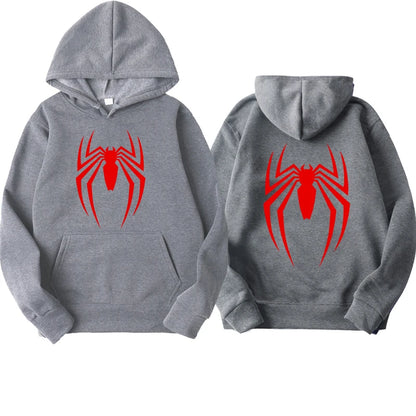 2024 New Men's Hoodie Street Fashion Spider Print Sweatshirt Fleece Ladies Casual Funny Loose Hoodie spiderman Men's clothing