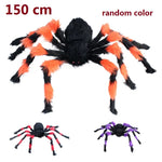 150/200cm Black Scary Giant Spider Huge Spider Web Halloween Decoration Props Haunted House Holiday Outdoor Giant Decoration