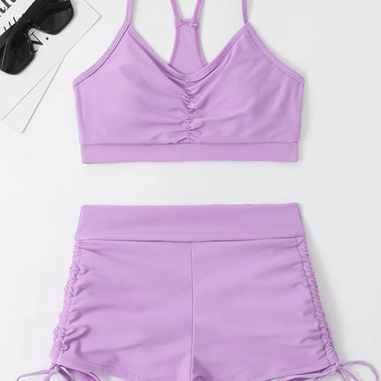 Drawstring Front Shorts Bikinis 2025 High Waist Swimsuit Women Swimwear Female Bathers Bathing Swimming Swim Suit Beachwear