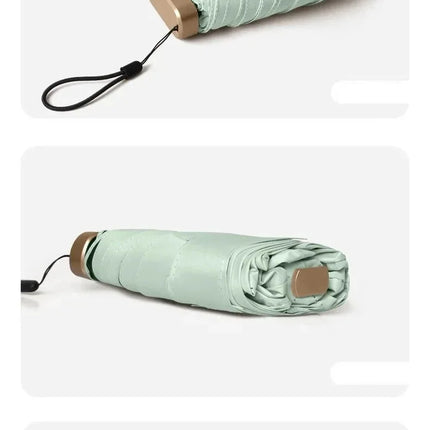 Mini Sun Umbrella Pocket Rain Umbrella Vinyl Folding UV Ultraviolet Protection Sun Shade Pocket Parasol Capsule