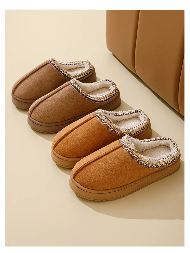 Winter Bohemian Style Indoor Fluffy Slippers with Anti-Slip and Warm Design for Comfortable Feet