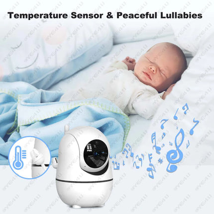 5 Inch Video Baby Monitor With Pan Tilt Camera 2.4G Mother Kids Surveillance PTZ Video Cams Temperture Display Home Security Cam