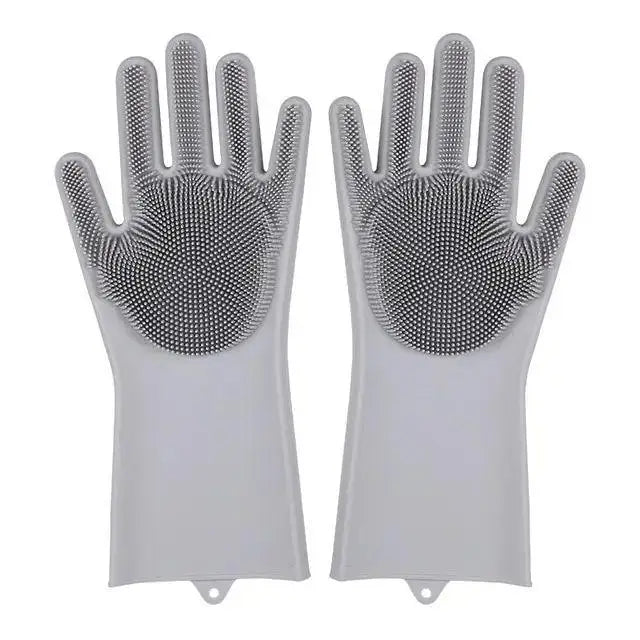 Dishwashing Cleaning Gloves Magic Silicone Rubber Dish Washing Gloves for Household Sponge Scrubber Kitchen Cleaning Tools