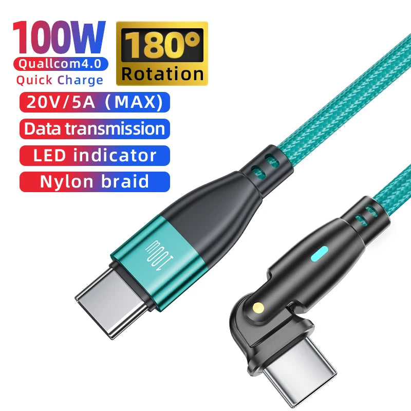 AUFU USB C To Type C Cable PD100W 60W C Type Fast Charging Cable For Samsung Huawei Xiaomi Macbook Laptop Charger Cord Wire 3M