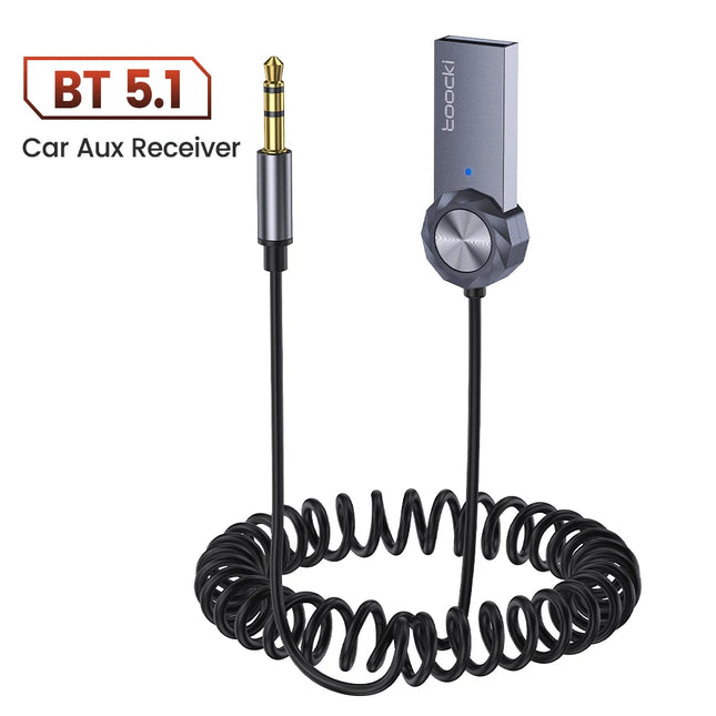 Toocki Wireless Bluetooth 5.1 Receiver Adapter 3.5mm Jack Audio Music Dongle USB Car Bluetooth Transmitter for Aux Car Speaker