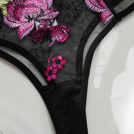 Summer Young Girls Floral Lingerie Hot Transparent Cheap Lingerie set Sexy Two Piece Bras Panty Brief Underwear  Sets