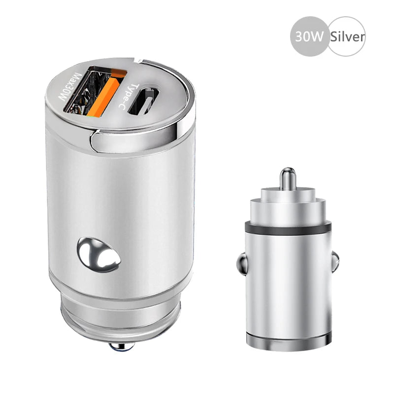 100W USB Car Charger Mini Fast Charging Dual Ports Phone Charger Type C QC3.0 PD Car Chargers for IPhone Xiaomi Huawei Samsung