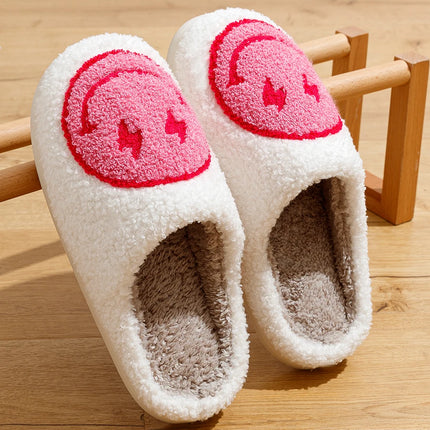 Lightning Smile Face Slippers Women Super Cute Slippers House Funny Bedroom Footwear Winter Fluffy Slides for Home Shoes