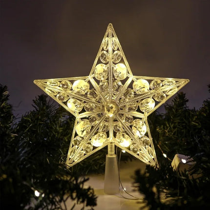 15/18cm Christmas Decoration LED Star Light Christmas Tree Pendant Ornaments for Home Decor Navidad New Year 2025 Gift Accessory