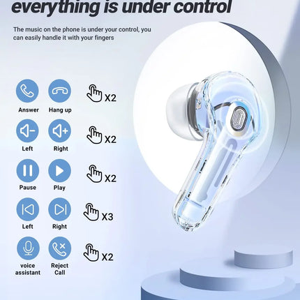 T8 PRO Tws Bluetooth Earbuds Transparent with LED Digital Display Wireless In-Ear Earphone for Xiaomi Huawei iPhone Headphone