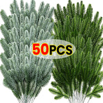 Wholesale Pine Needle Branch Artificial Christmas Green Snow Frosted Fake Plants Sprigs Stem DIY Wreath Home Garland Decorations