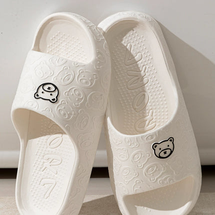 Women Casual Slippers Summer Cute Bear Cool Bathroom Anti-slip Slides Air Cushion Lightness Soft Sole Men Flat Shoes Couple