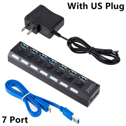 USB 3.0 Hub USB HUB Splitter Multi USB 3.0 Hub Multiple 4/7 Port Hub Splitter With Power Adapter Computer Accessories Hub For PC