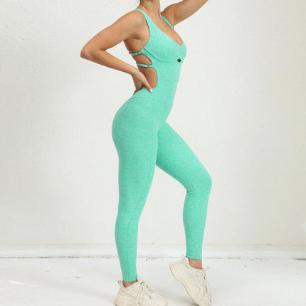 Women's Yoga Rompers One Piece Tummy Control Jumpsuit Padded Sports Bra Romper Fitness Sportwear