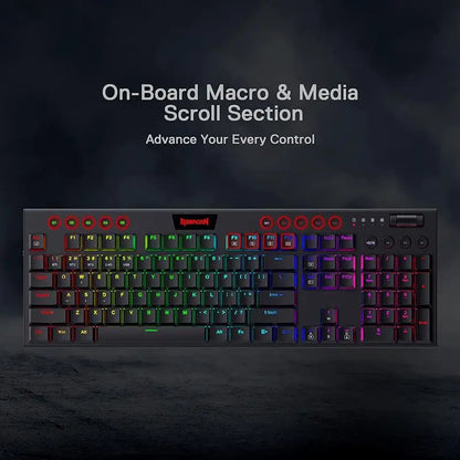 Redragon K618 Horus Wireless RGB Mechanical Keyboard, Bluetooth/2.4Ghz/Wired Low Profile Gaming Keyboards, Brown/Blue Switch