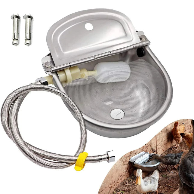 Automatic Water Dispenser for Dog Water, Stainless Steel Drinking Bowl for Farm Livestock Cattle Horse Goat Sheep(Auto-Filling)