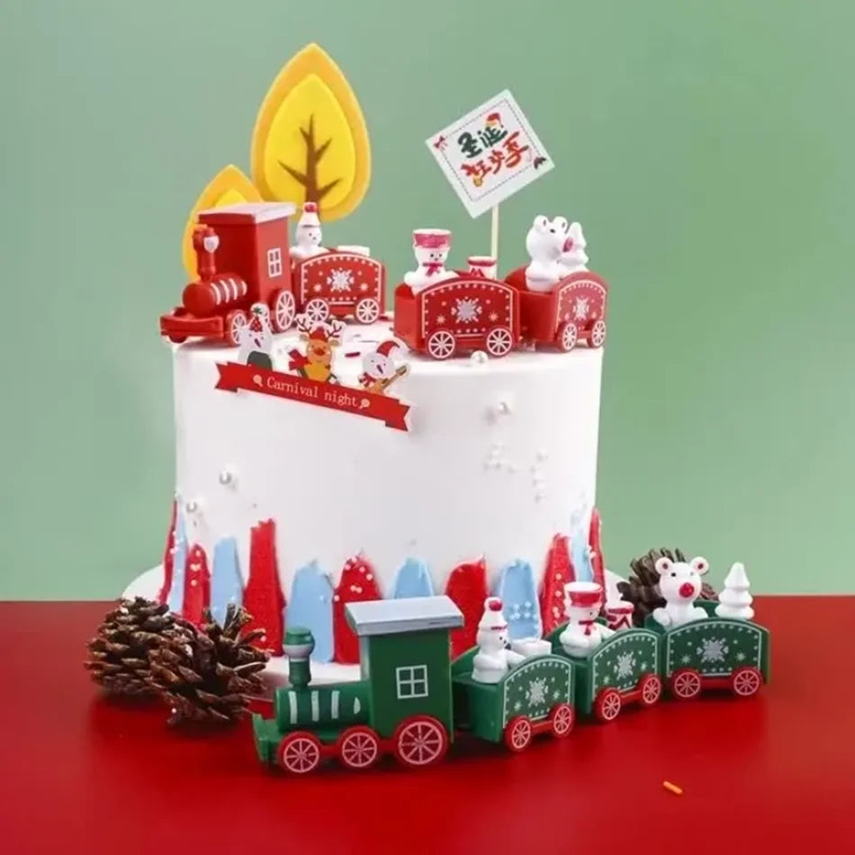 Happy New Year Christmas Train, Halloween Ornament with Moving Train, Home Noel Gifts, Children's Birthday Cake Decoration, 2026