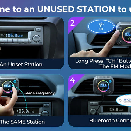 Joyroom Bluetooth 5.3 FM/AUX Bluetooth Car Charger Adapter Air Vent Installation 3 Ports PD&QC 3.0 FM Bluetooth Car Transmitter