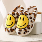 Leopard Fluffy Slippers for Home Smile Designer Platform Shoes Women 2024 Indoor Plush Sliders Warm Flats Chic Winter Footwear