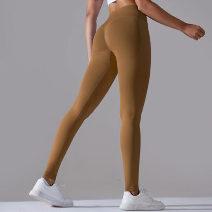 Crossover Waist Women Yoga Leggings Hips Lifting Gym Leggings Seamless Sport Pants High Waist Fitness Leggings Workout Running