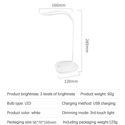 LED Desktop Desk Lamp USB Rechargeable Lighting Eye Protection Room Night Light Bedroom Bedside Student Reading Lamp