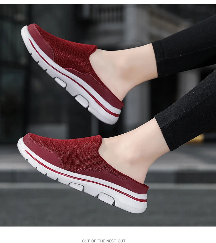 2024 Summer new breathable mesh shoes outdoor non-slip walking shoes comfortable sandals men half slippers casual loafers 35-48