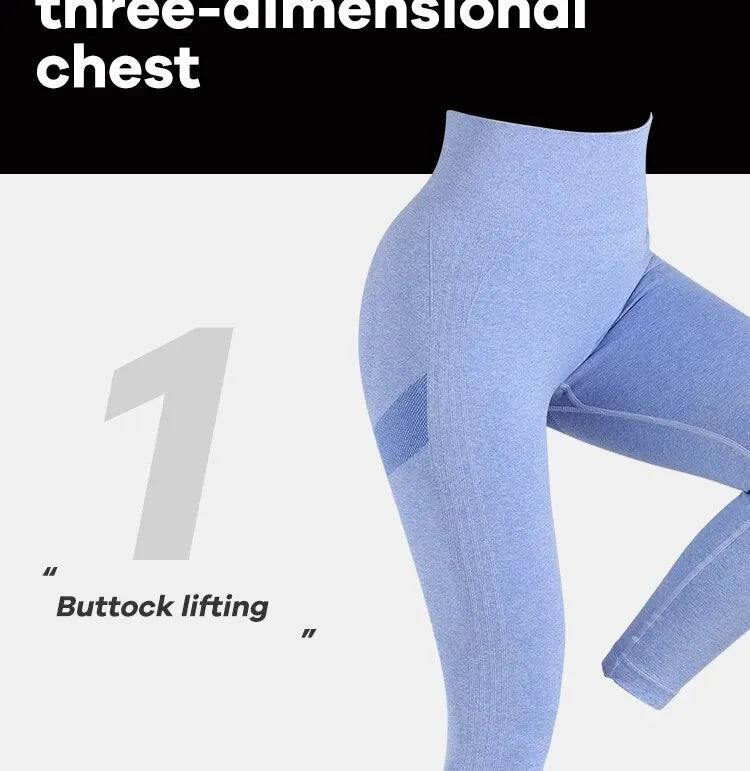 Yoga Basic 2pcs Seamless High Stretch Yoga Set Tracksuit Gym Set Crisscross Back Cami Hip-hugging Tummy Control Leggings