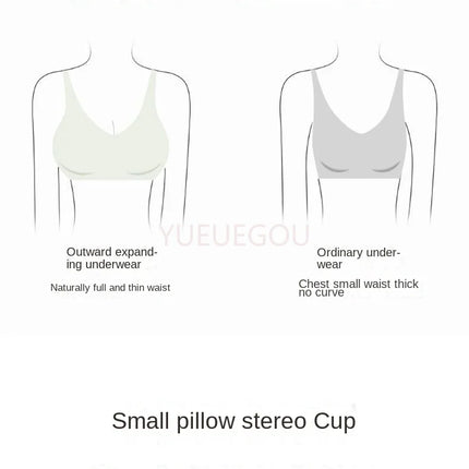 Flat Chest Solution Bra for Women Thickened Push Up Cups No Steel Ring Seamless Invisible Lift Small Chest Enhancement B C Cup