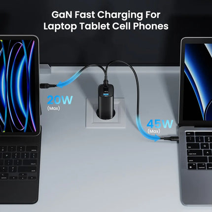 ASOMETECH GaN USB Type C Charger 65W 45W PPS PD QC4.0 Quick Charger For Macbook Laptop IPAD Tablet iPhone 16 Samsung S23 Ultra