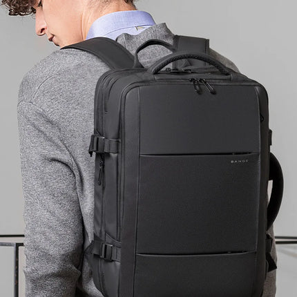 BANGE Aesthetic Men Business Backpack School Expandable USB Bag, Large Capacity 17.3 Laptop Waterproof Fashion Travel Backpack