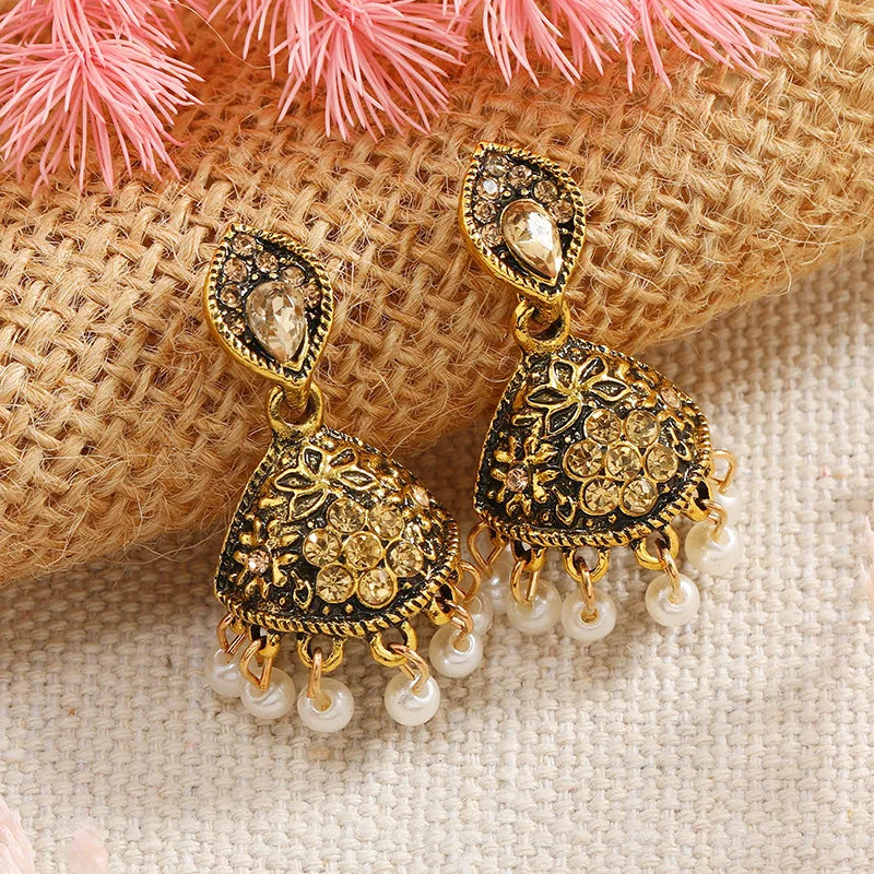 2023 Hot selling European and American retro Bohemian personality exaggerated fashion trend set with colorful gemstone earrings