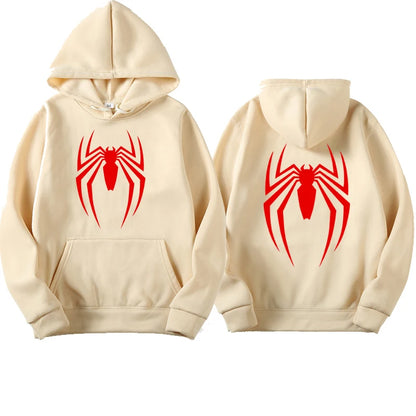 2024 New Men's Hoodie Street Fashion Spider Print Sweatshirt Fleece Ladies Casual Funny Loose Hoodie spiderman Men's clothing