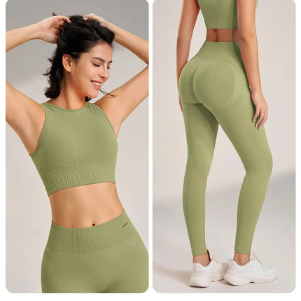 Yoga Clothing Set Women's High Waisted Leggings and Top Two Piece Seamless Fitness Exercise Clothing Fitness Workout Underwear