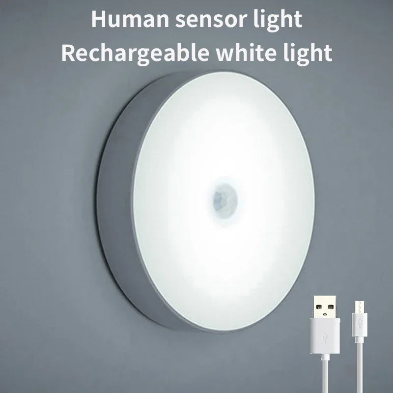 LED Smart Human Body Sensor Night Lights Emergency Automatic Lighting USB Charging Wireless Magentic Suction LED Cabinet Lights