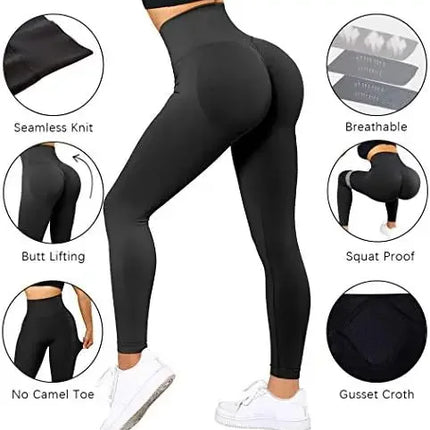 Knitted Seamless Fitness Leggings GYM Pants Women High Waist Push Up Leggings  Tight Peach Buttocks Yoga Pants