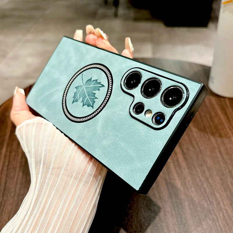 Retro Leather Case For Samsung Galaxy S25 S24 S23 S22 S21 Note 20 Ultra FE Note20 S 25 24 23 S24FE For Magsafe Magnetic Cover