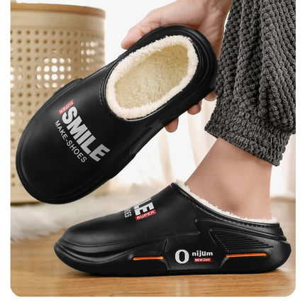 New Winter Men Warm Slippers Cotton Slippers Outdoor Indoor Cotton Shoes Waterproof Mens Comfortable Home Bedroom Plush Slippers