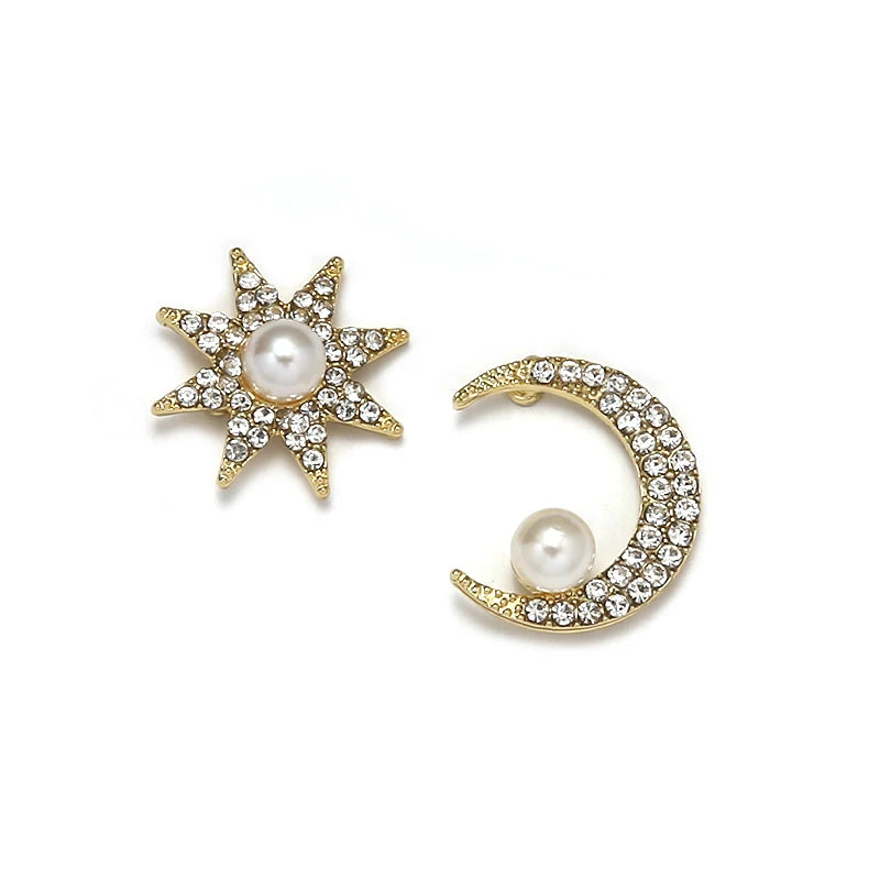 High end, niche, fashionable star moon surround earrings, European and American fashion, minimalist temperament, diamond earring