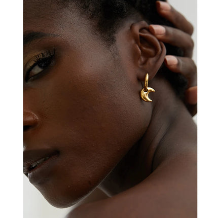 Yhpup Star Moon Heart Pendant Drop Hoop Huggie Earrings 18k Gold Plated Trendy Waterproof Stainless Steel Fashion Charm Jewelry