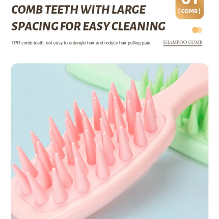 Silicone Shampoo Brush Scalp Massage Brush Head Washing Comb Long Handle Hair Massager Bath Brush Body Scrubber Hair Accessories