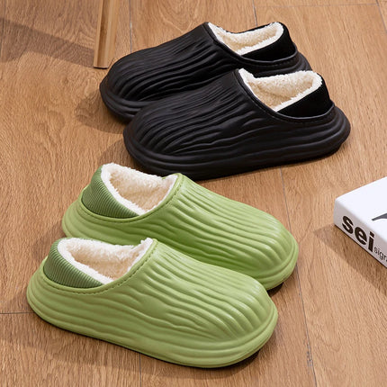 Winter Warm Women Slippers Casual Non-slip Plush Flats Home Waterproof Non-Slip Shoes Indoor Outdoor Thick Platform House Slides