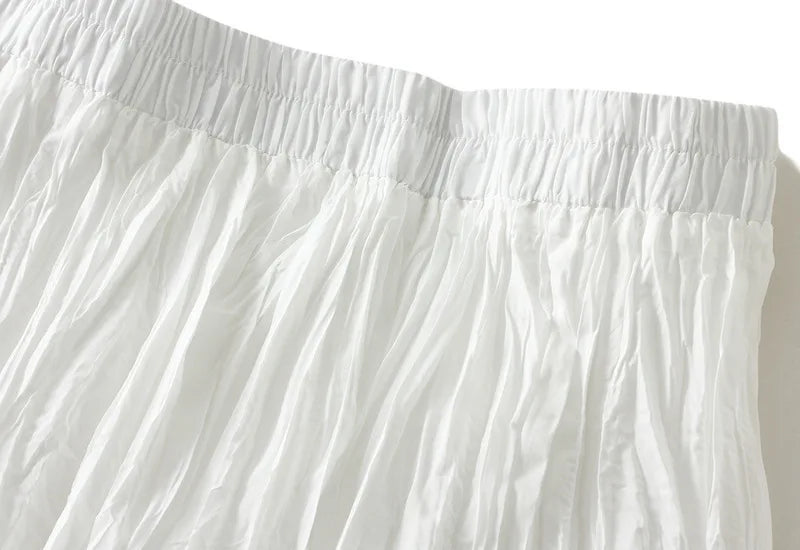 UCXQ Simple Luxury Multi Solid Colors Pleated Skirt For Women's Large Hem Folds A-line Skirts Female 2024 Spring Autumn 23A7004