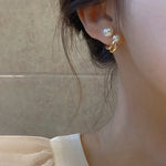 2025 New Retro Light Luxury Pearl Stud Earrings Korean Simple Jewelry Christmas Party Girl's Temperament Accessories For Woman