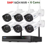 Hiseeu H.265 16CH NVR 5MP Wifi Surveillance Camera System Color Night Human Motion 2 Way Audio WiFi Outdoor Security Cameras Set