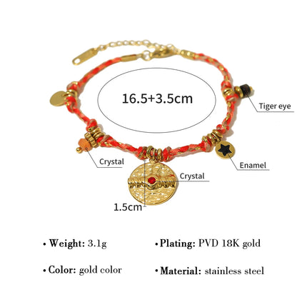 WILD & FREE Vintage Stainless Steel Charms Necklaces for Women Boho Pink Blue Rope Chains Bracelets Trendy Jewelry Sets