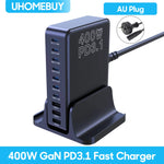 UHOMEBUY 400W USB C Charger 10-Ports GaN Charging Station 140W Max Single Port PD3.1 Fast Charger for MacBook Pro iPhone Samsung