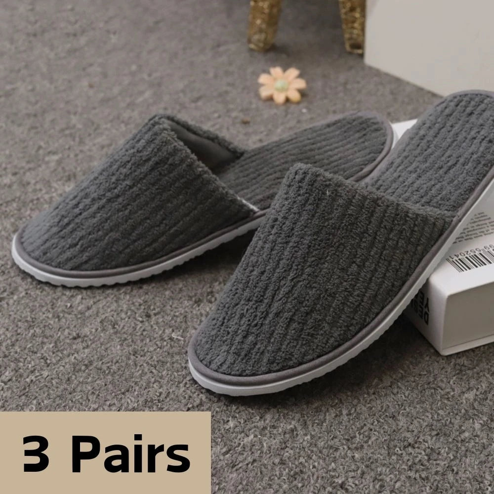 3 Pairs/Set Closed Toe Non-slip Hotel Slippers High Quality Disposable Hotel Bathroom Slippers Indoor Guest Travel Slippers Hot