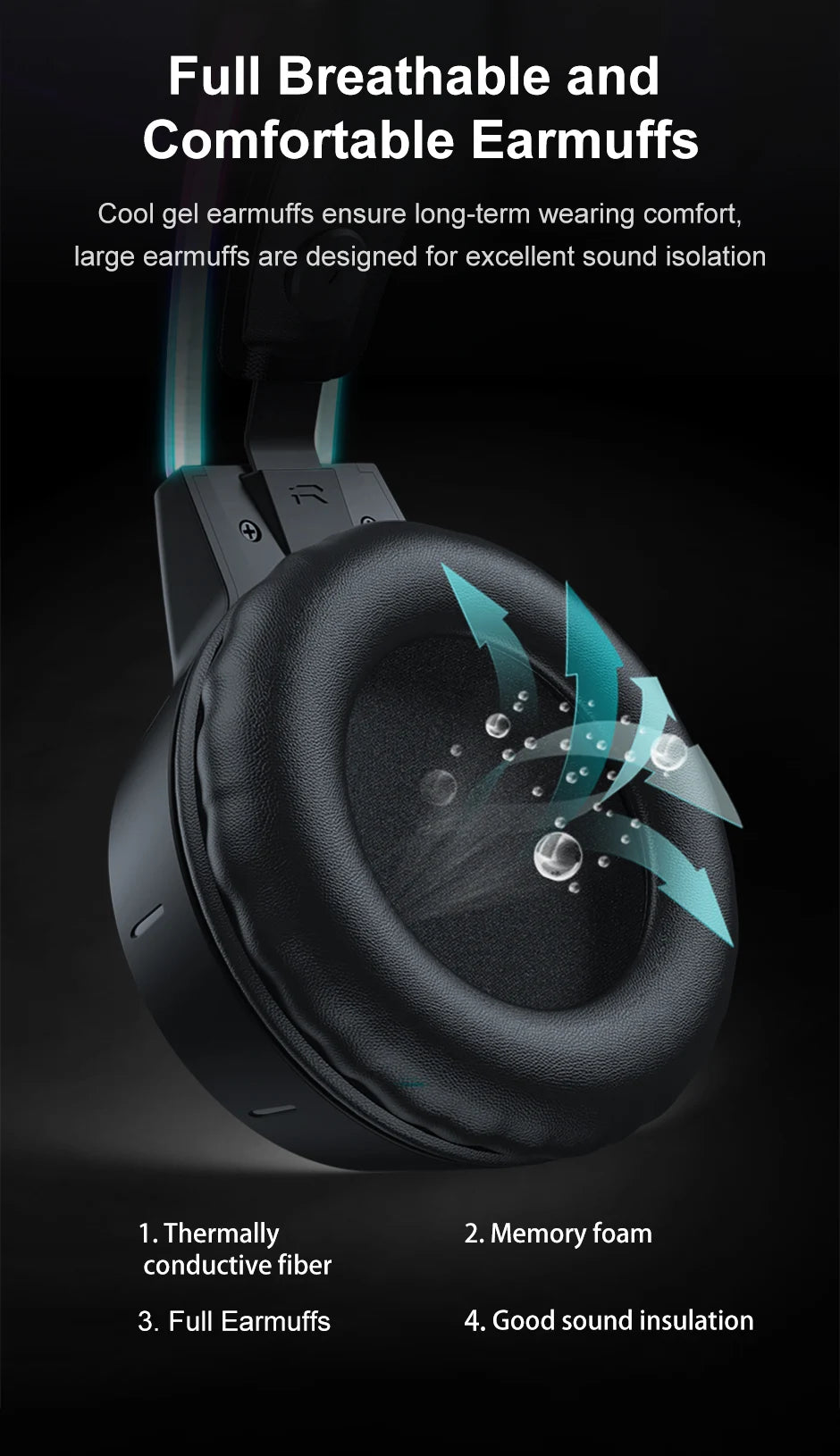 ONIKUMA RGB Gaming Headphones with HD Flexible Mic 3.5mm Gaming Headsets For PC Xbox PS4 PS5 Switch Computer Games