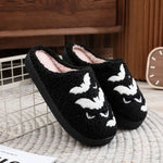 Warm Plush Slippers Women's Winter Halloween Black Spider Web Home Cotten Slippers Flip Men Indoor Floor Slippers Party Gifts
